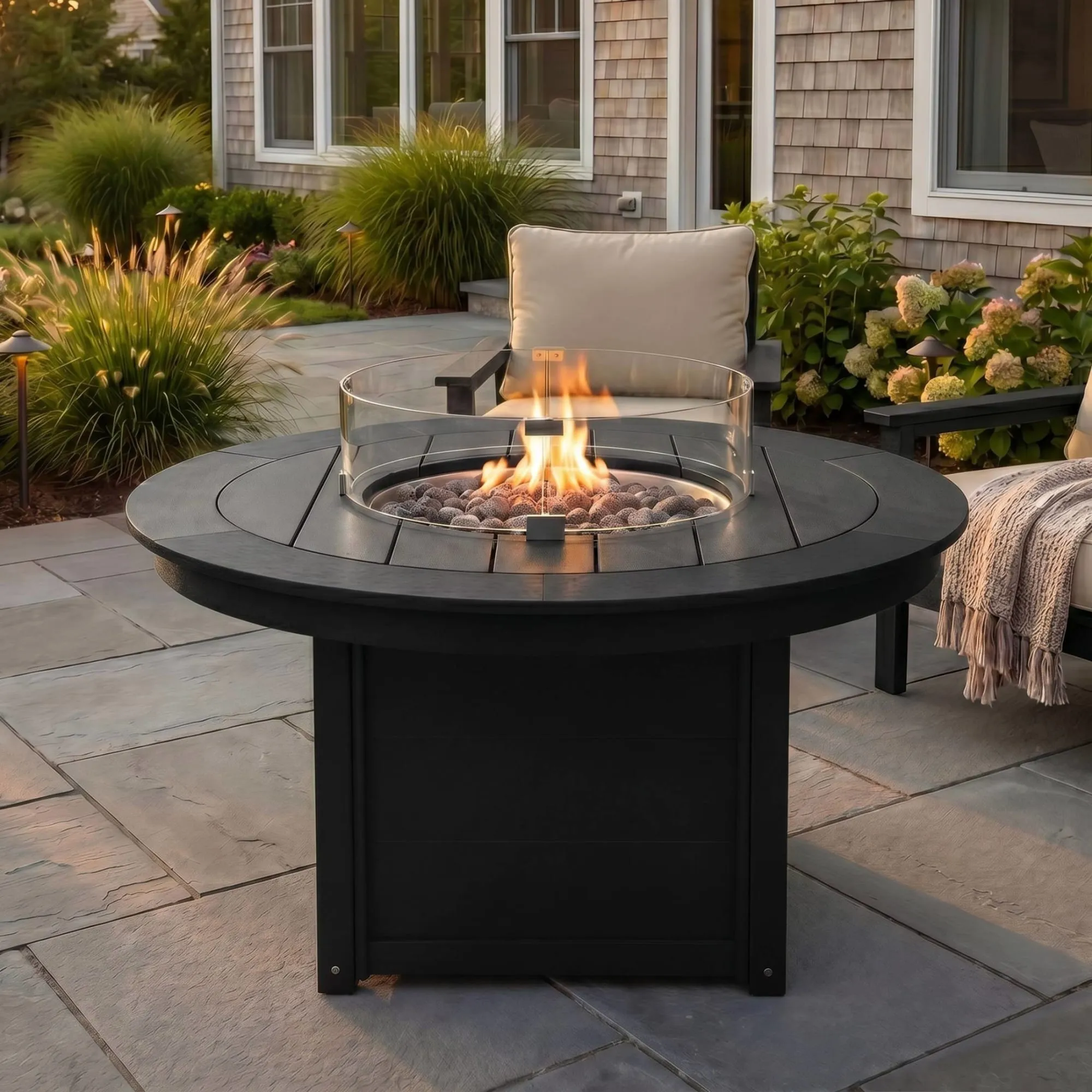 47 in Propane Fire Pit, 55,000 BTU, Round Outdoor Table